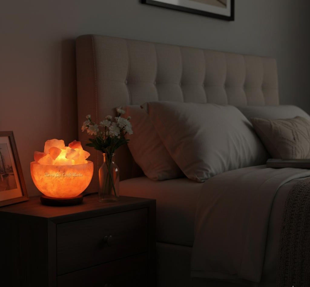 Fire Bowl with Chunks 6”, Himalayan Rock Lamp, 6” Decorative Salt Lamps