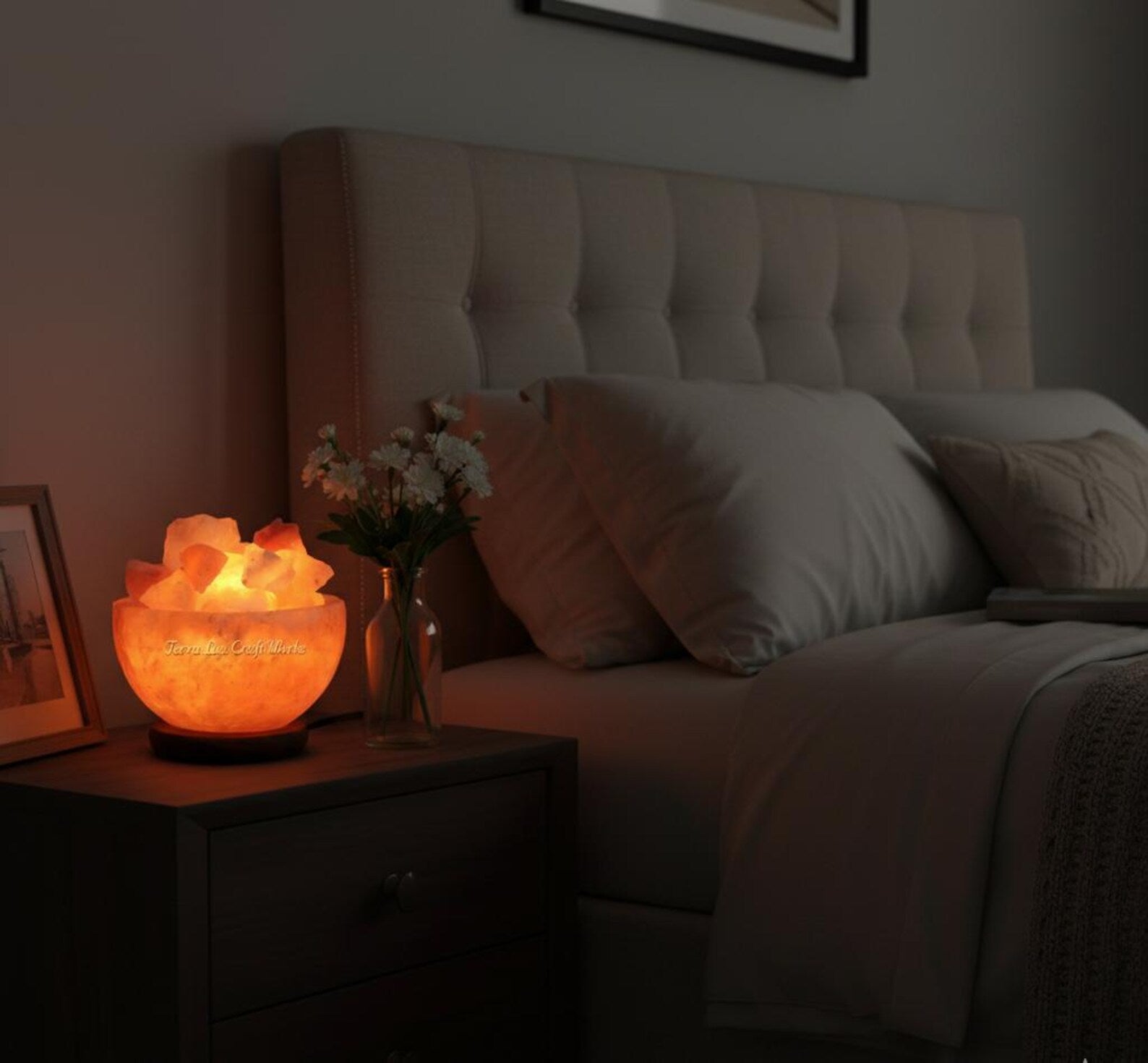 Fire Bowl with Chunks 6”, Himalayan Rock Lamp, 6” Decorative Salt Lamps