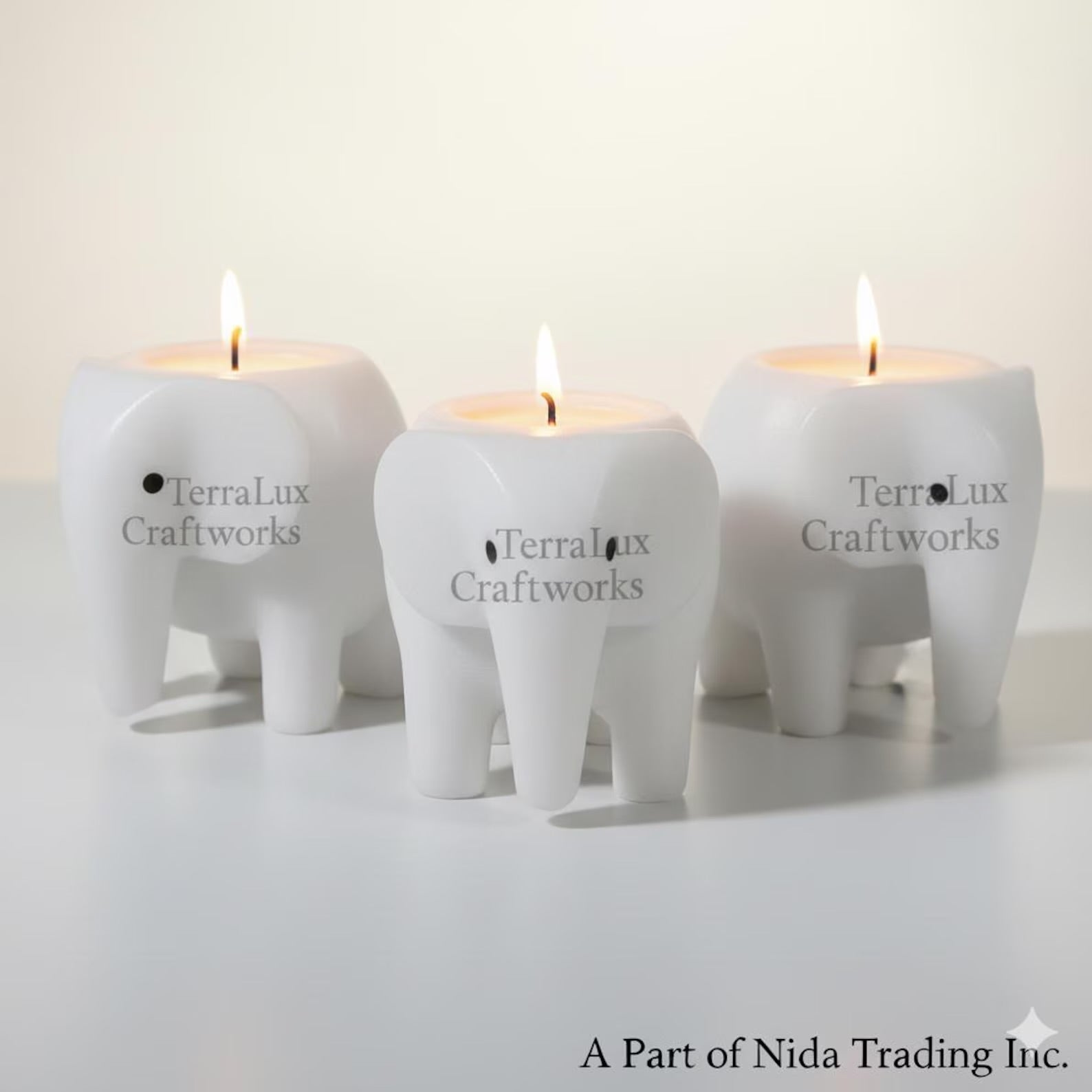 Elephant Candle Holder White Ziarat Home Decor, Desk & Shelf Accent, Gift for Elephant Lover