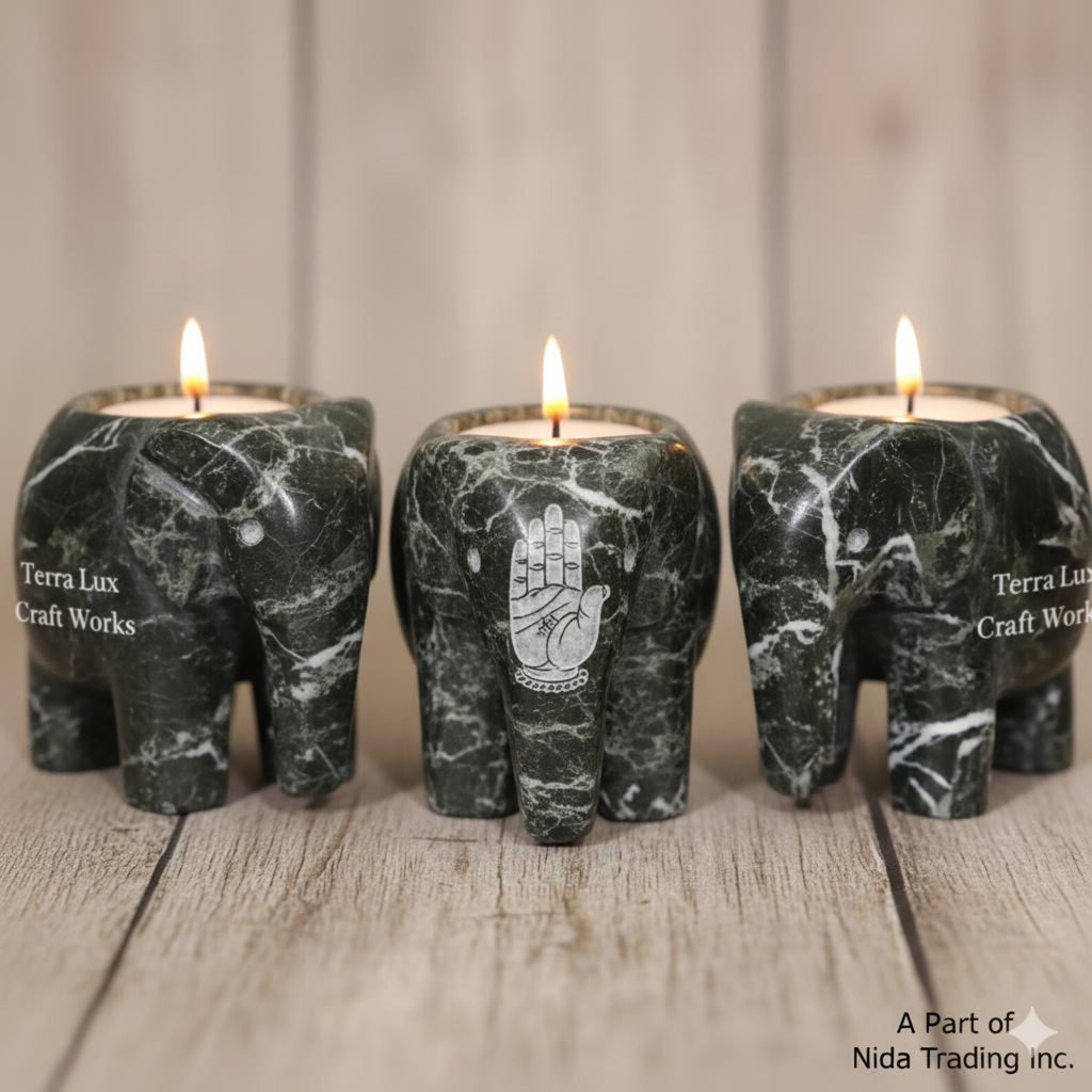 Elephant Candle Holder Black Zebra - Decorative Tea Light Holder - Home Decor- Animal Lover