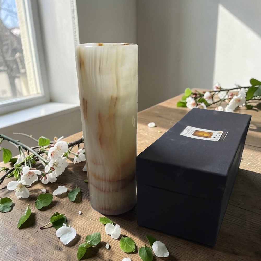 Onyx Cylinder Table Lamp – 12”- Elegant Onyx-Natural Onyx Stone