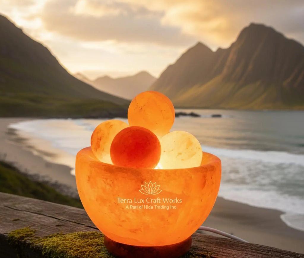 Fire Bowl Himalayan Pink Salt Lamp Fire Bowl with Balls 6 Inch, Handmade