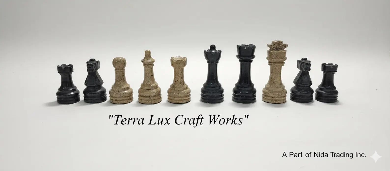 Jet Black & Fossil Luxury Marble Chess Board Set - Handmade Chess Natural Chessboard