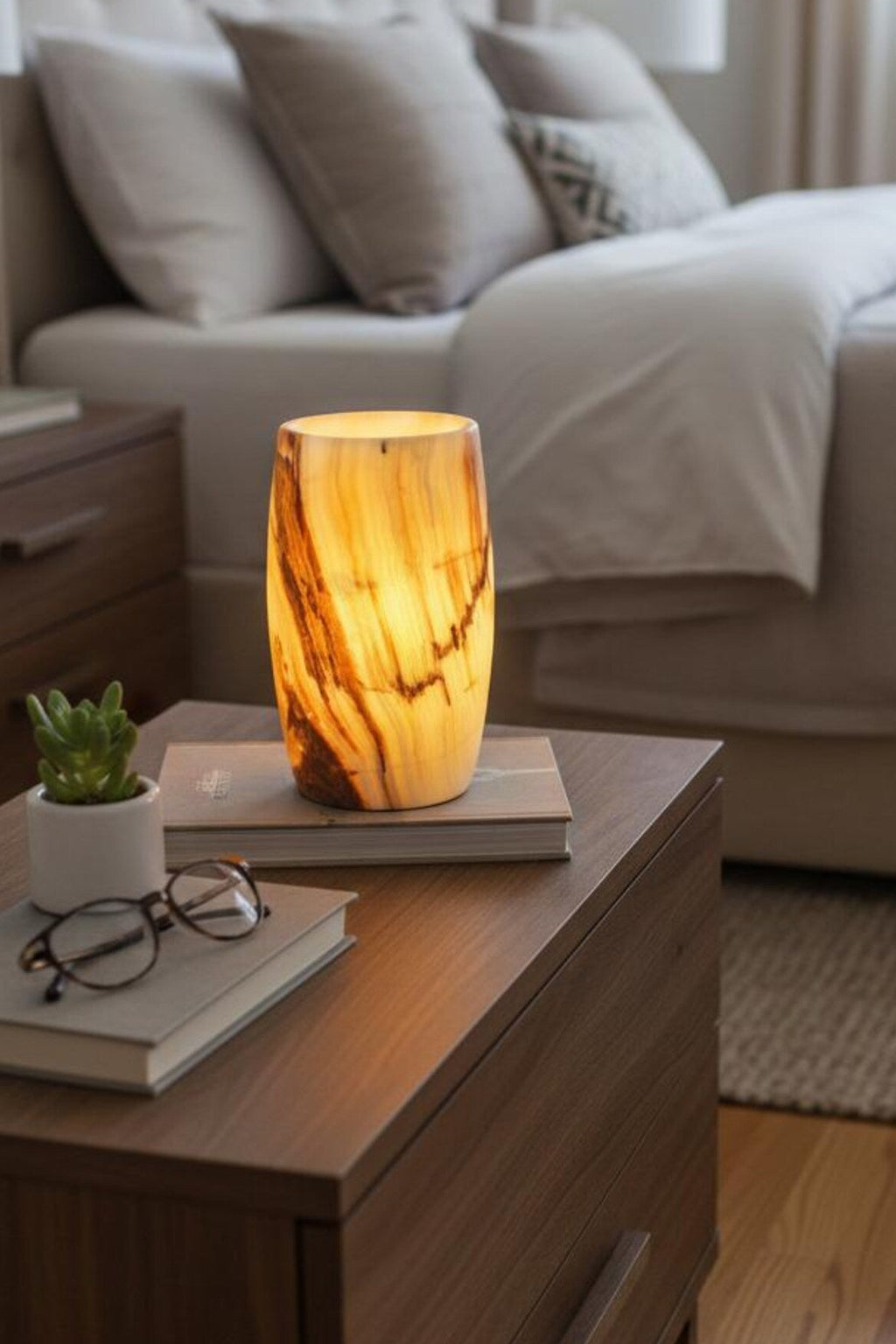 Handcrafted Onyx Lamp 8'' Natural Onyx Cylinder Lamp – 8” Modern Decor