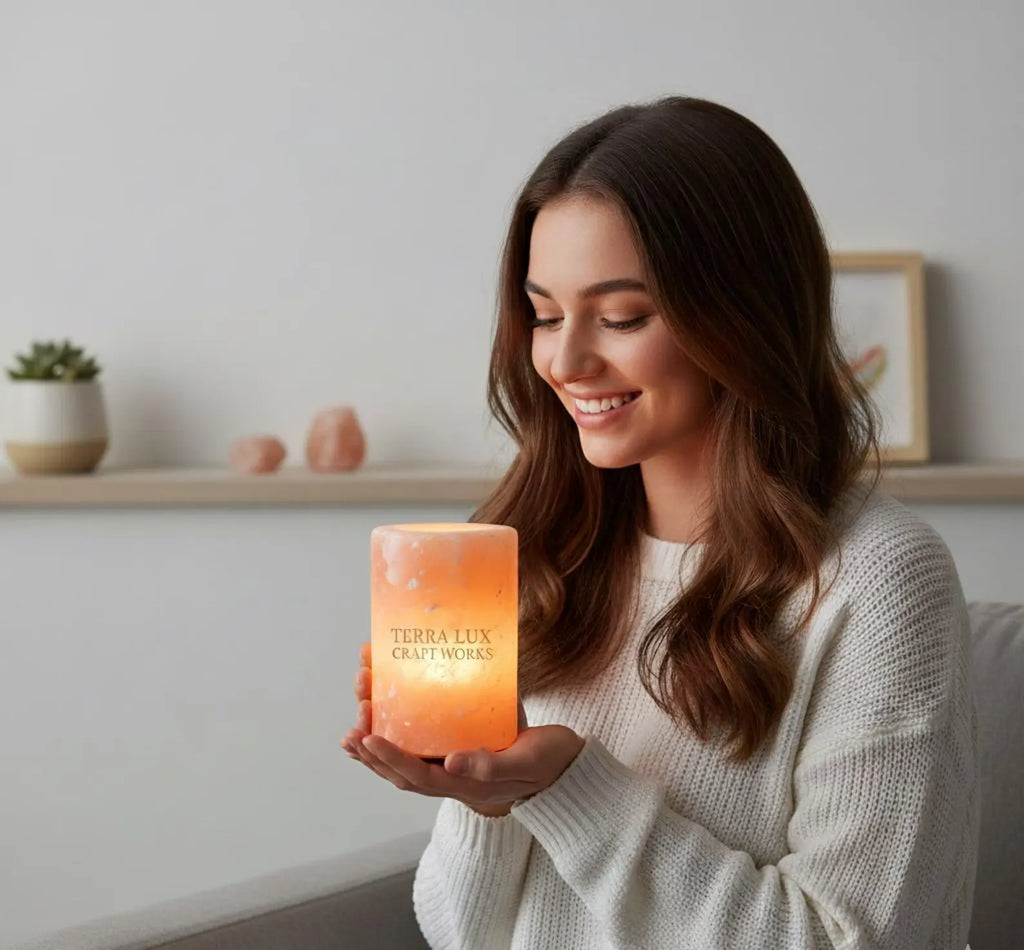 Cylinder pink salt lamp 6 inch - Himalayan Lamp- Home Decor- Gift products