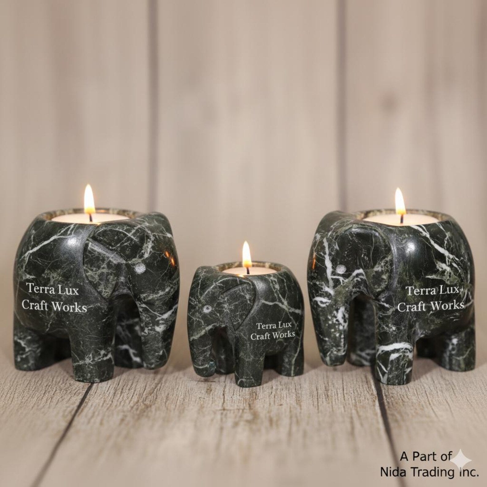 Elephant Candle Holder Black Zebra - Decorative Tea Light Holder - Home Decor- Animal Lover