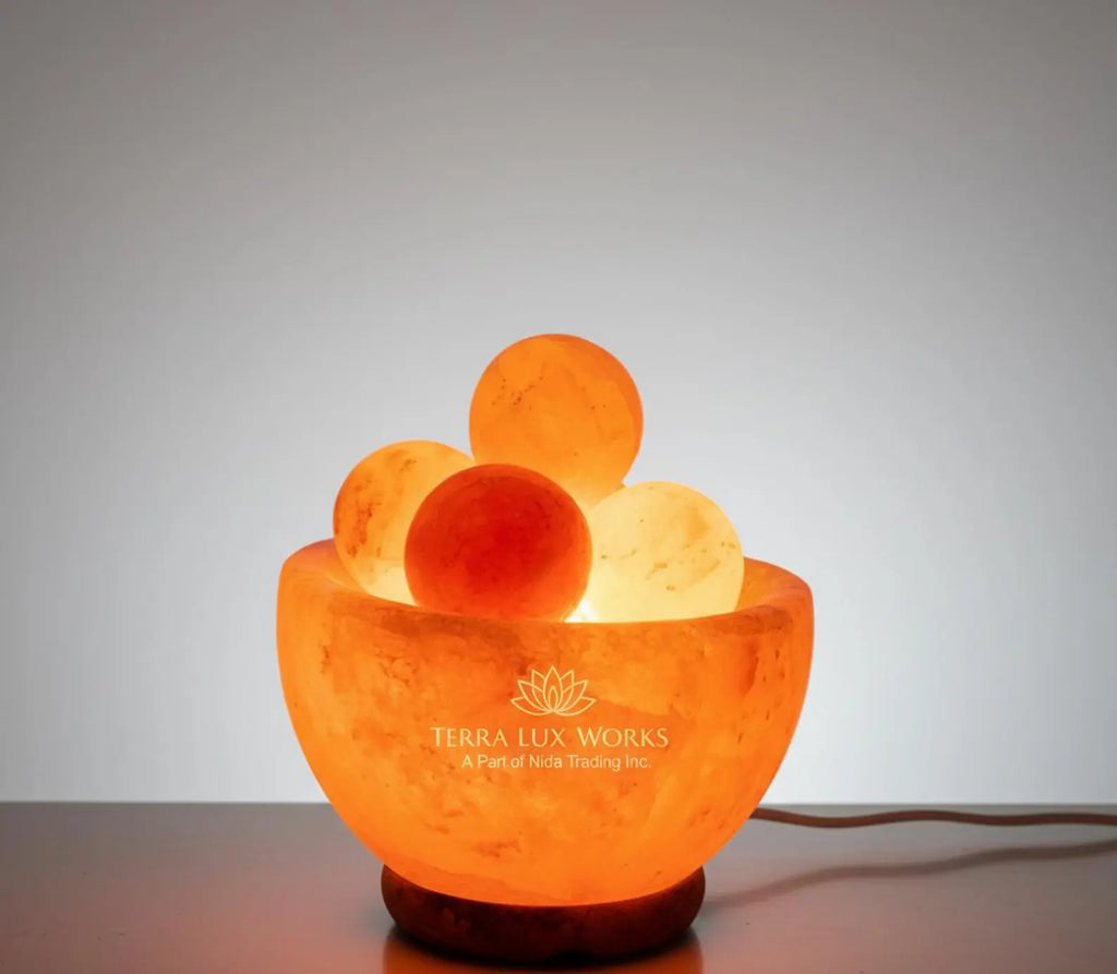 Fire Bowl Himalayan Pink Salt Lamp Fire Bowl with Balls 6 Inch, Handmade