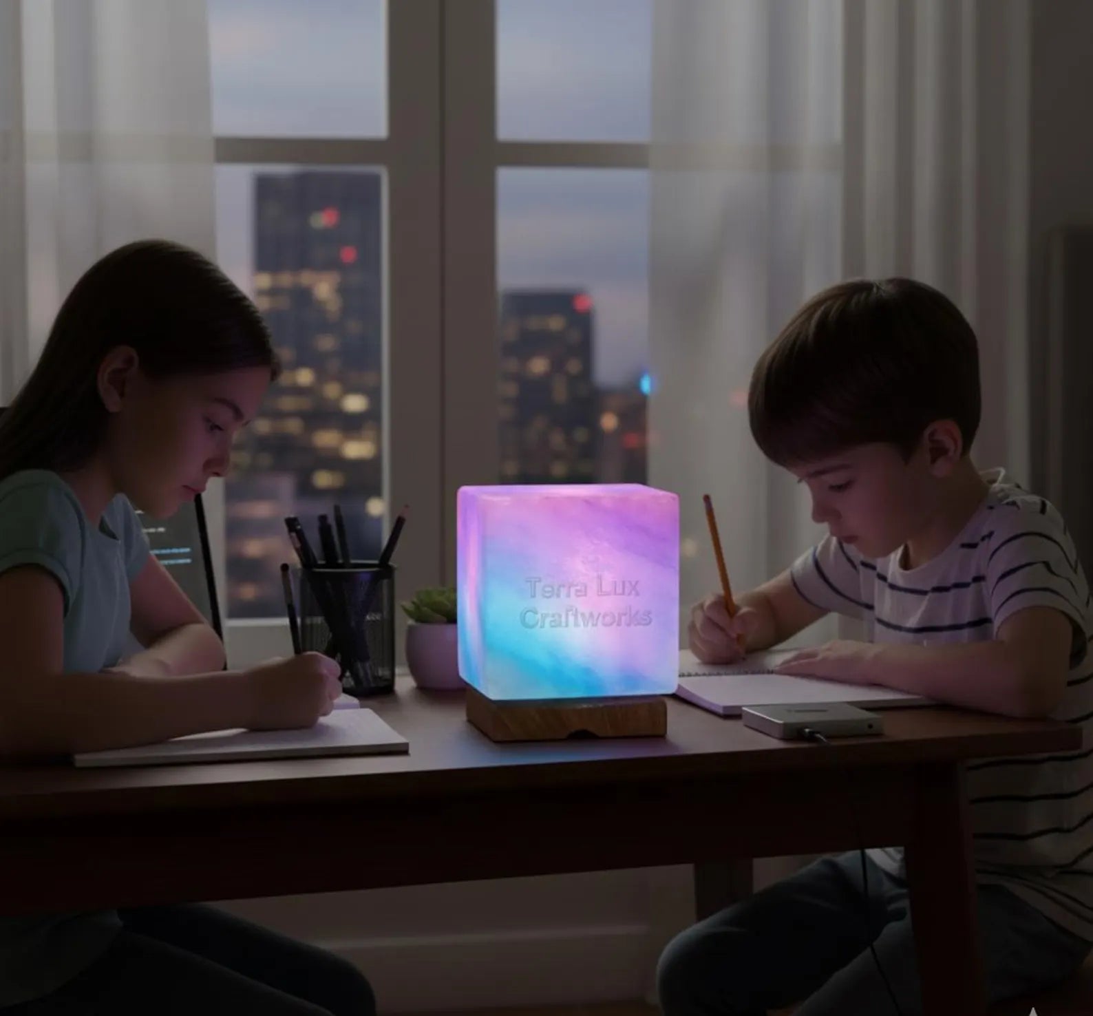 USB Himalayan Salt Cube Lamp |office house gift, Night Light, RGB Light, Color Changing