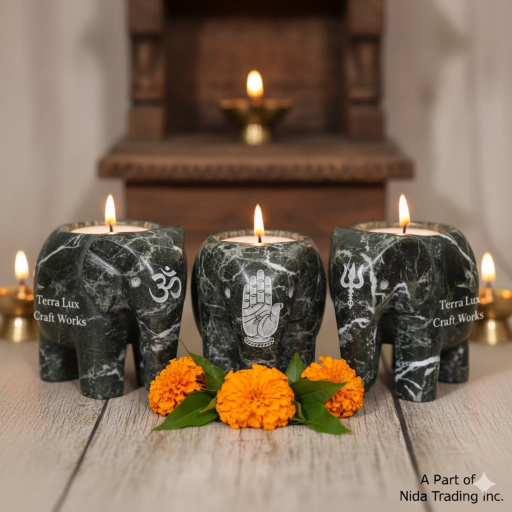 Elephant Candle Holder Black Zebra - Decorative Tea Light Holder - Home Decor- Animal Lover