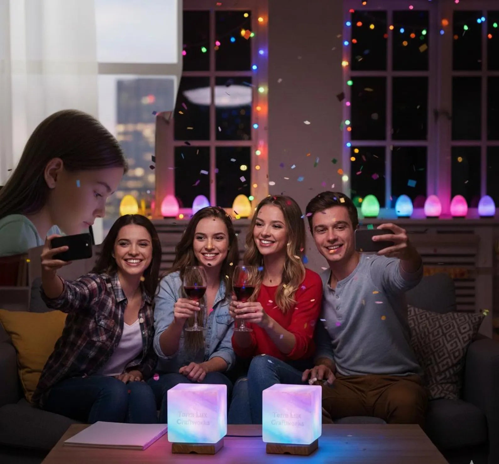 USB Himalayan Salt Cube Lamp |office house gift, Night Light, RGB Light, Color Changing