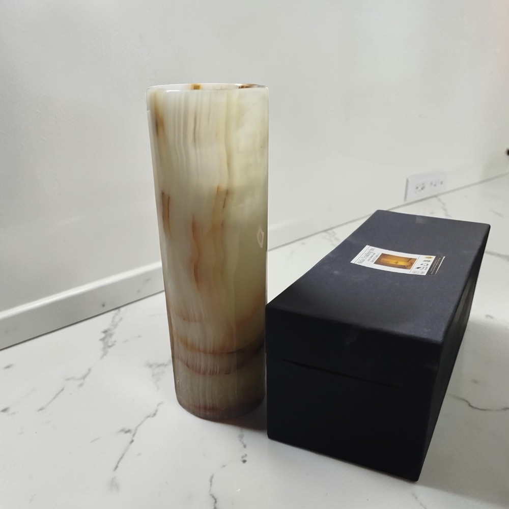 Onyx Cylinder Table Lamp – 12”- Elegant Onyx-Natural Onyx Stone