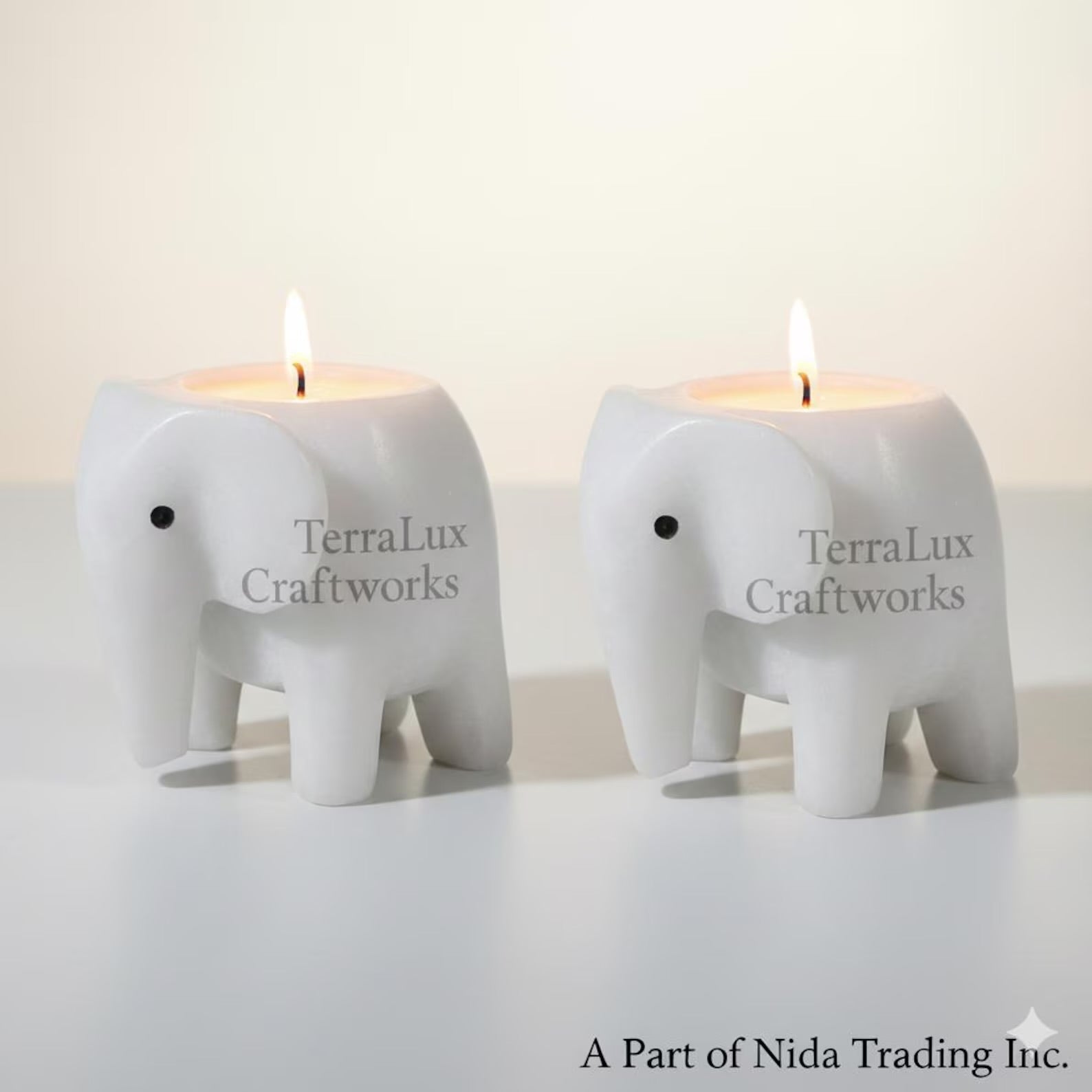 Elephant Candle Holder White Ziarat Home Decor, Desk & Shelf Accent, Gift for Elephant Lover