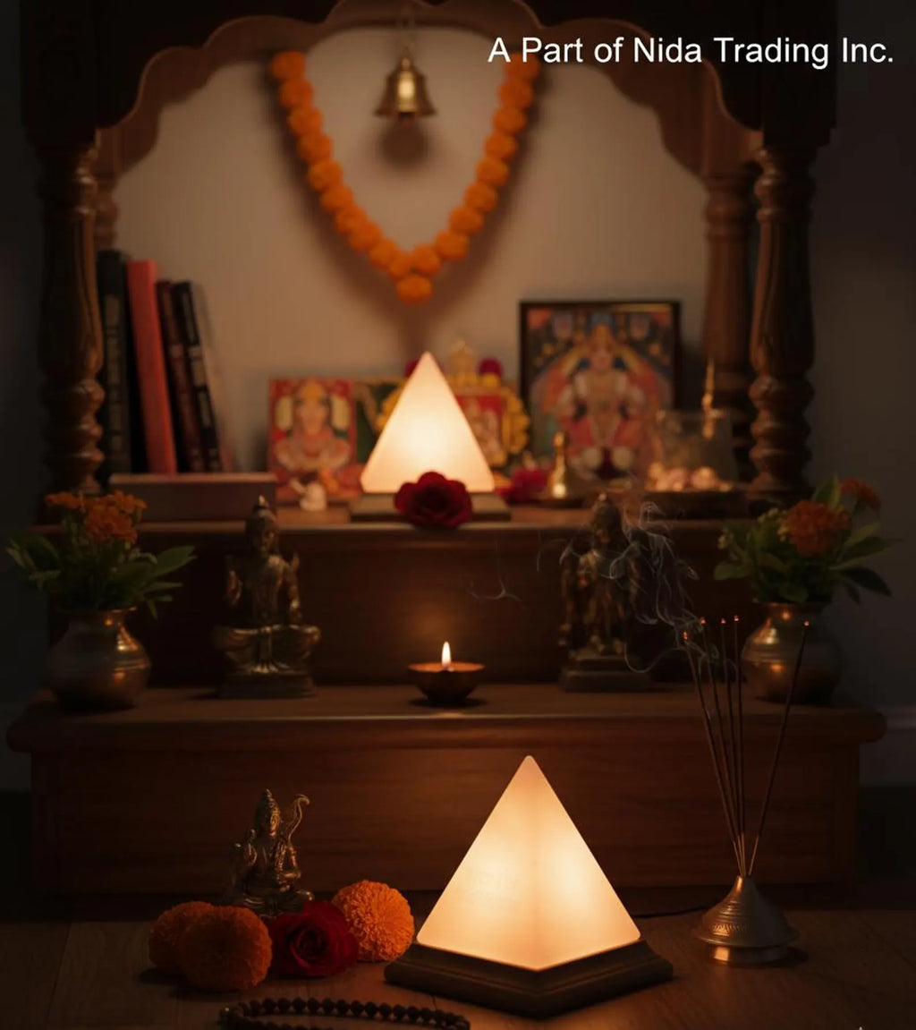 Himalayan Pink Salt Lamp Pyramid | Natural Crystal Rock Lamp | Handcrafted Wellness Decor