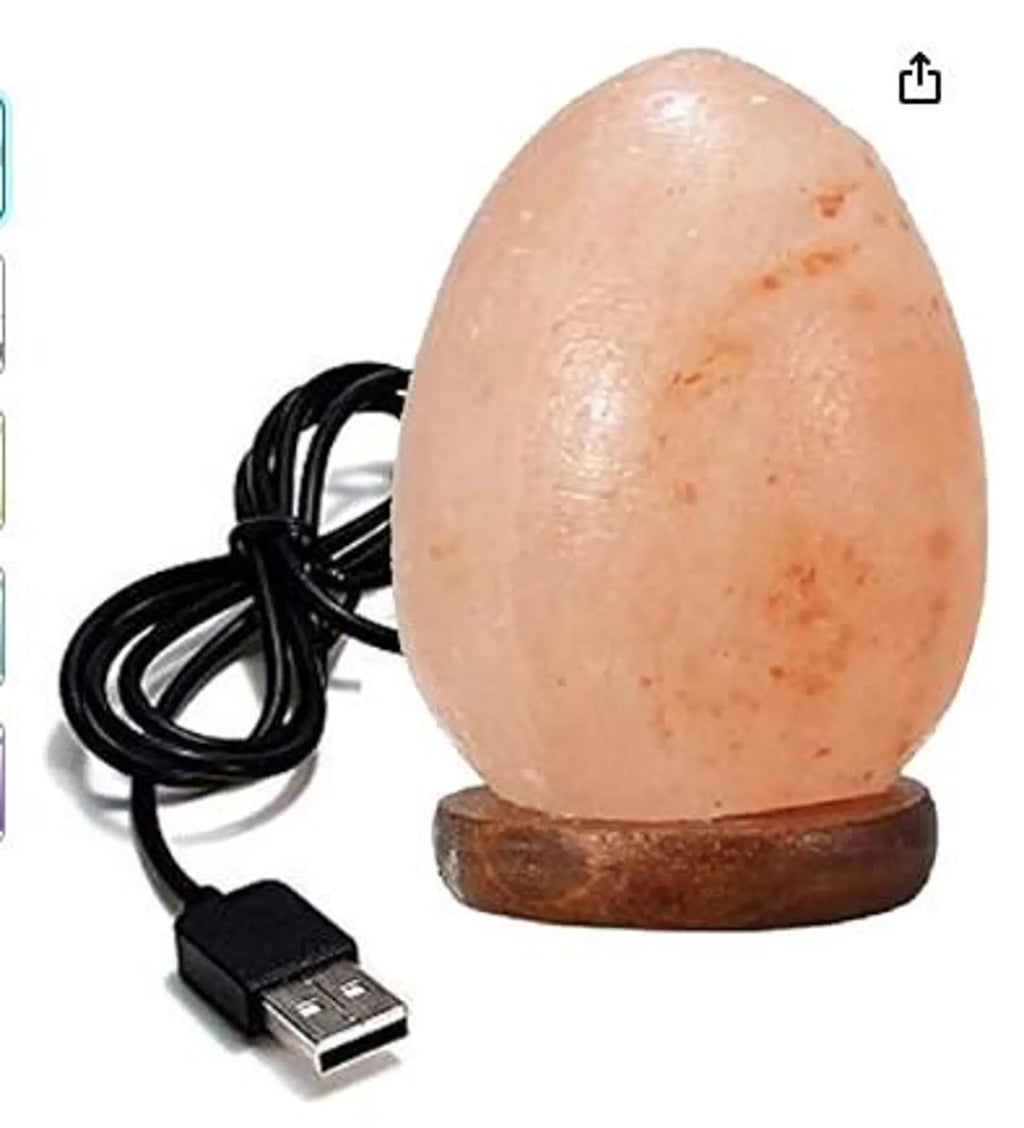 USB Himalayan Salt Egg Lamp | Healing Crystal Lamp | Desk Decor Gift | Handmade | Air Purifier