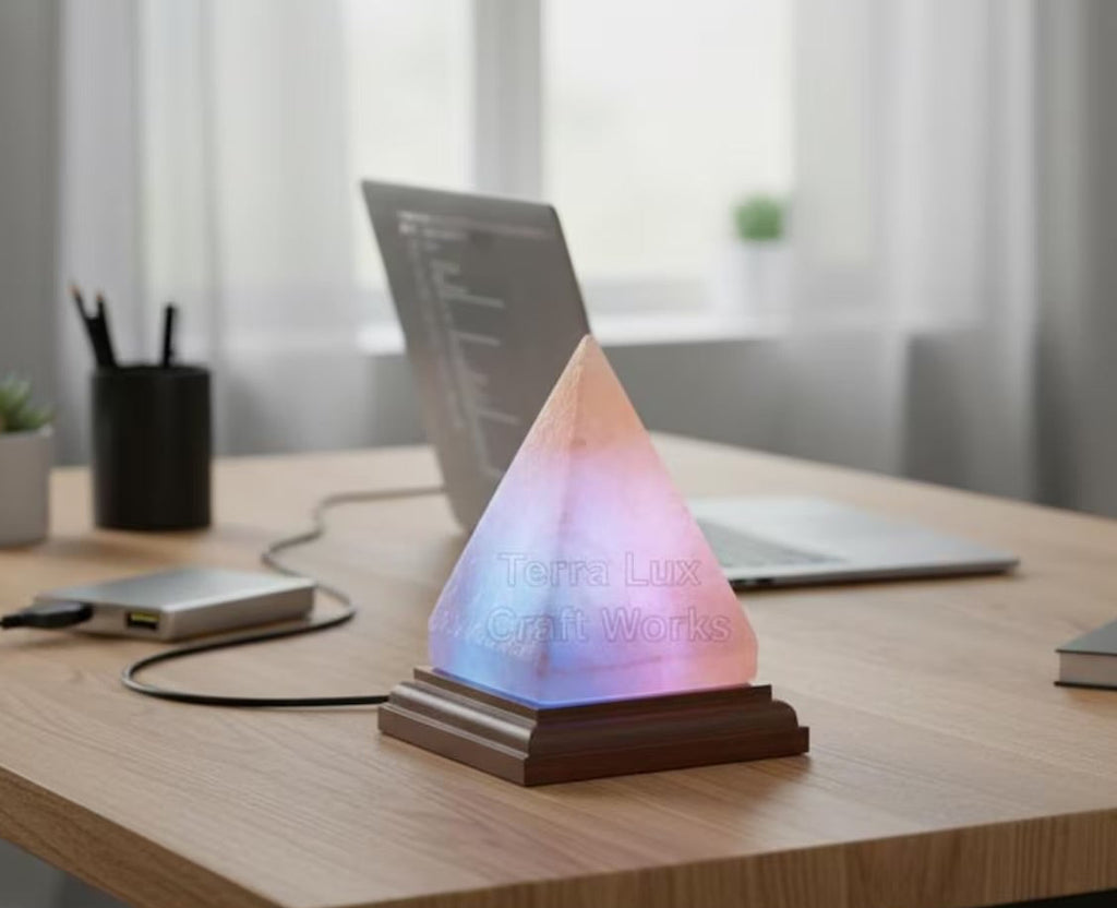 USB Pyramid Lamp,3-Inch LED Desk Light, Night Light, Home & Office Lighting, Modern Decor
