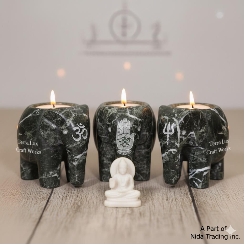Elephant Candle Holder Black Zebra - Decorative Tea Light Holder - Home Decor- Animal Lover