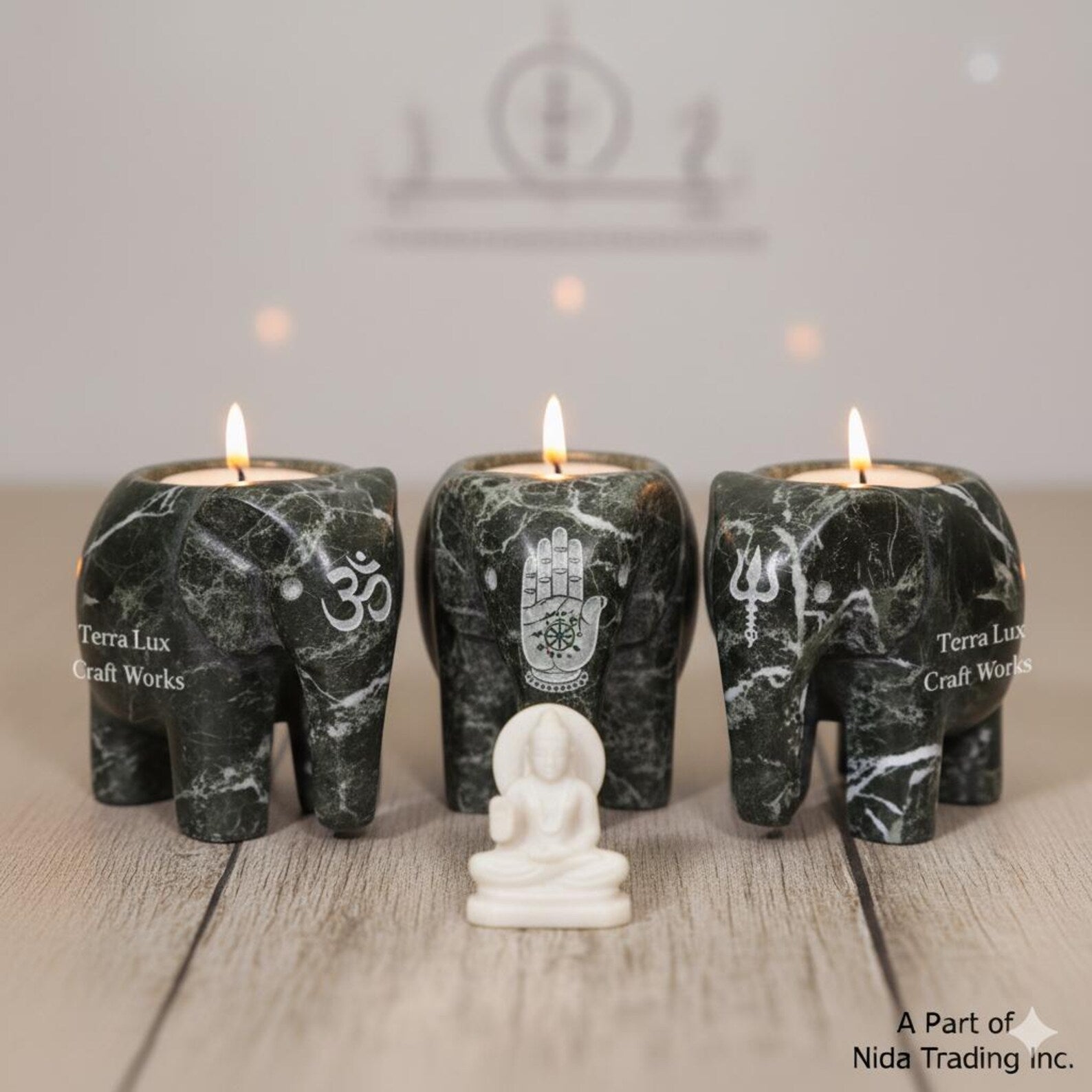 Elephant Candle Holder Black Zebra - Decorative Tea Light Holder - Home Decor- Animal Lover