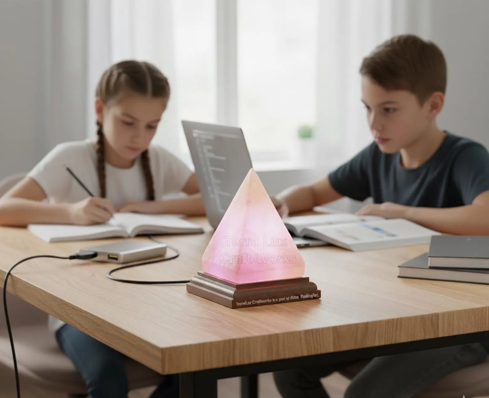 USB Pyramid Lamp,3-Inch LED Desk Light, Night Light, Home & Office Lighting, Modern Decor