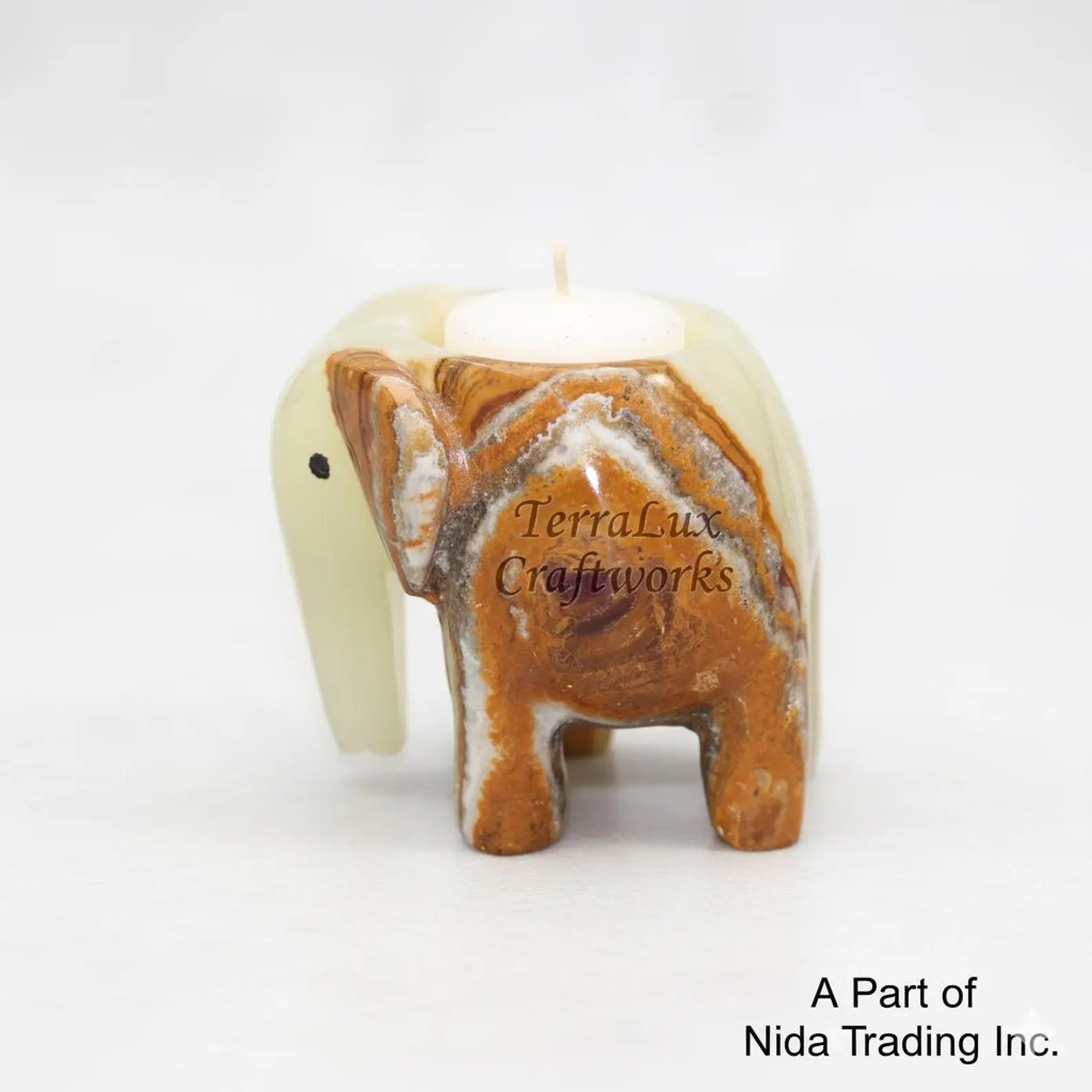 Elephant T-Light Candle Holder Onyx Green - Home Decor, Gift for Animal Lovers