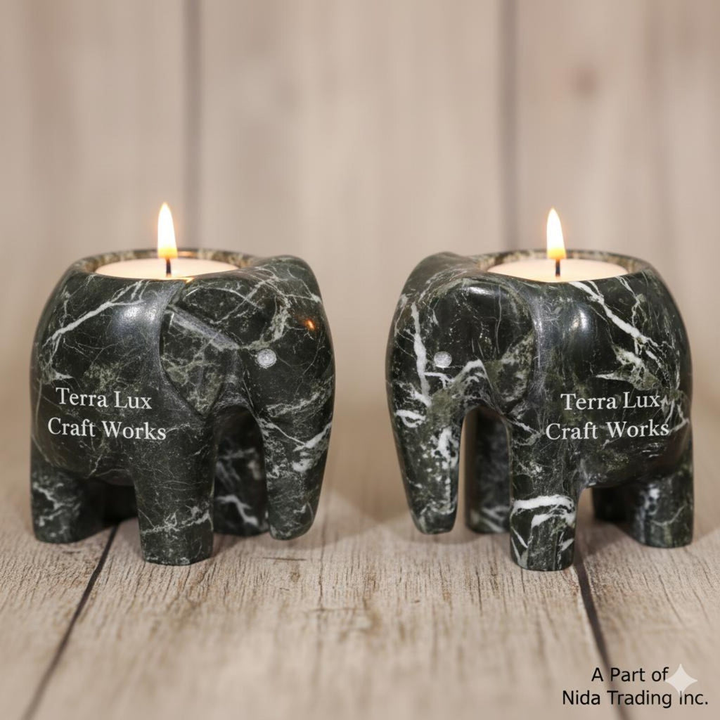 Elephant Candle Holder Black Zebra - Decorative Tea Light Holder - Home Decor- Animal Lover