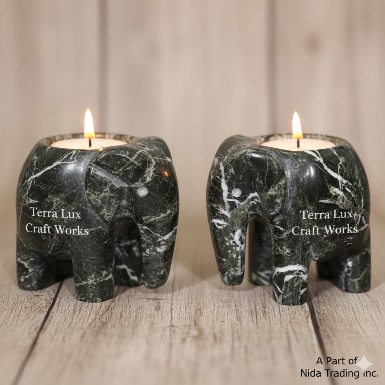 Elephant Candle Holder Black Zebra - Decorative Tea Light Holder - Home Decor- Animal Lover