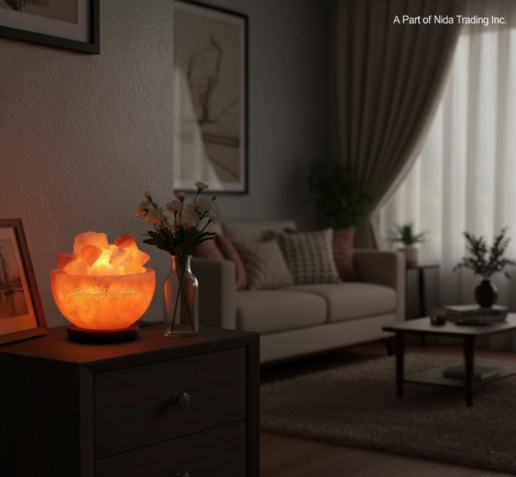 Fire Bowl with Chunks 6”, Himalayan Rock Lamp, 6” Decorative Salt Lamps