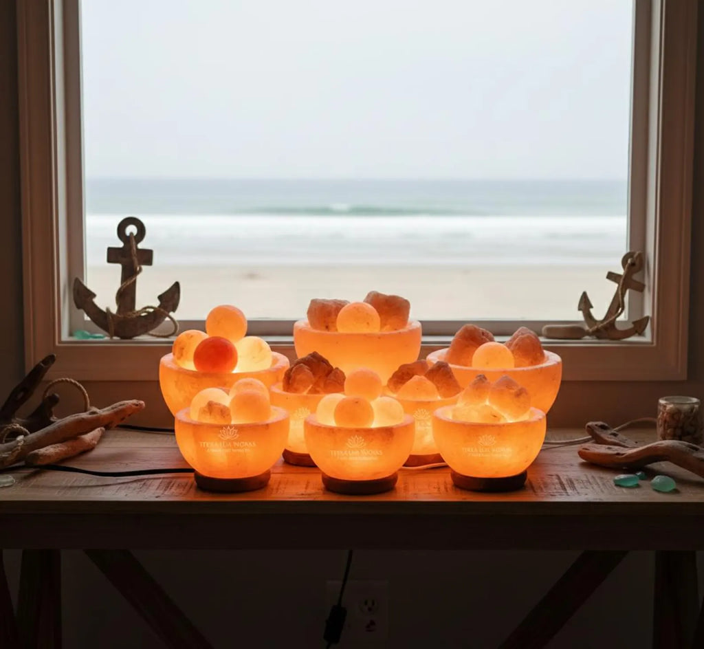 Fire Bowl Himalayan Pink Salt Lamp Fire Bowl with Balls 6 Inch, Handmade