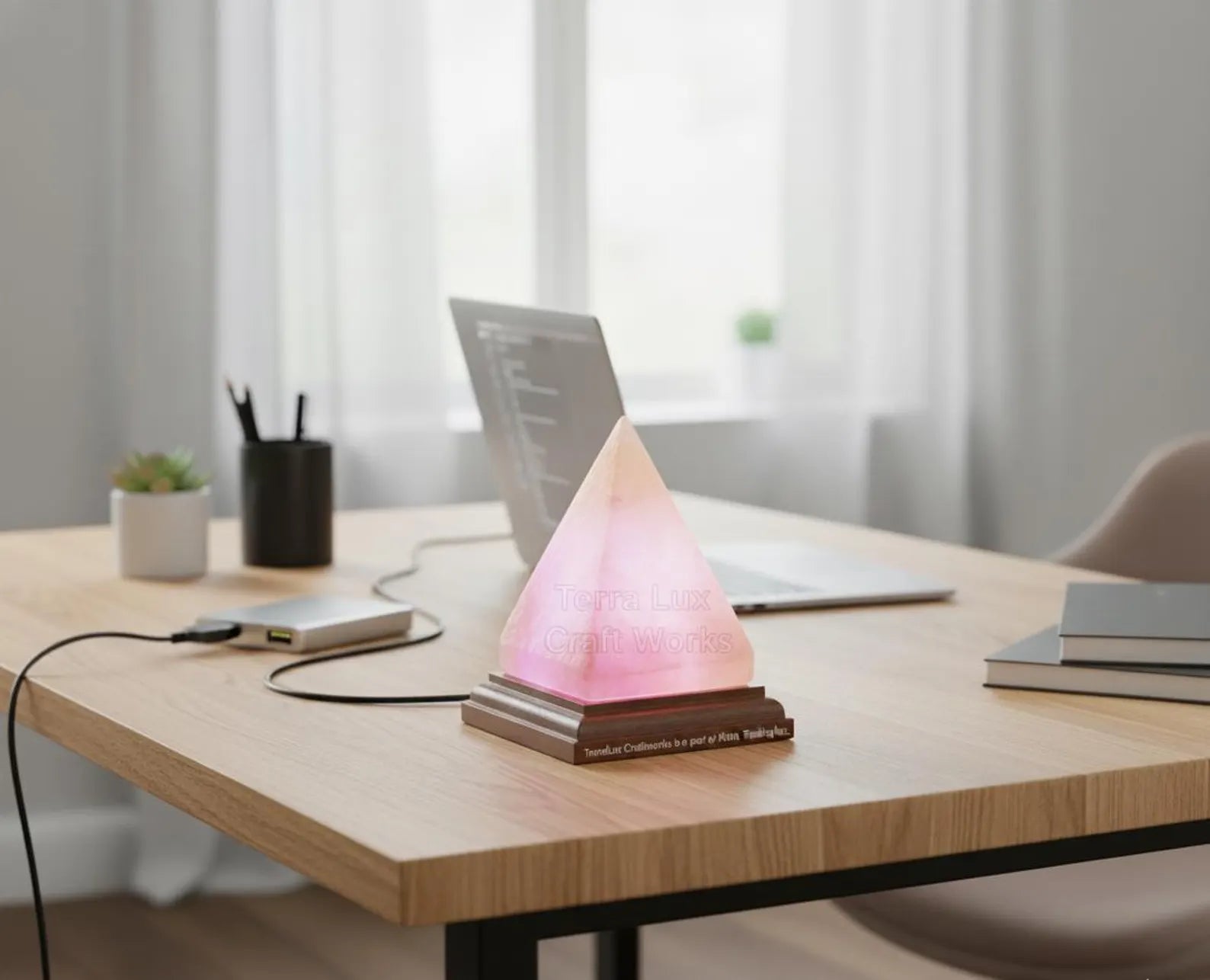 USB Pyramid Lamp,3-Inch LED Desk Light, Night Light, Home & Office Lighting, Modern Decor