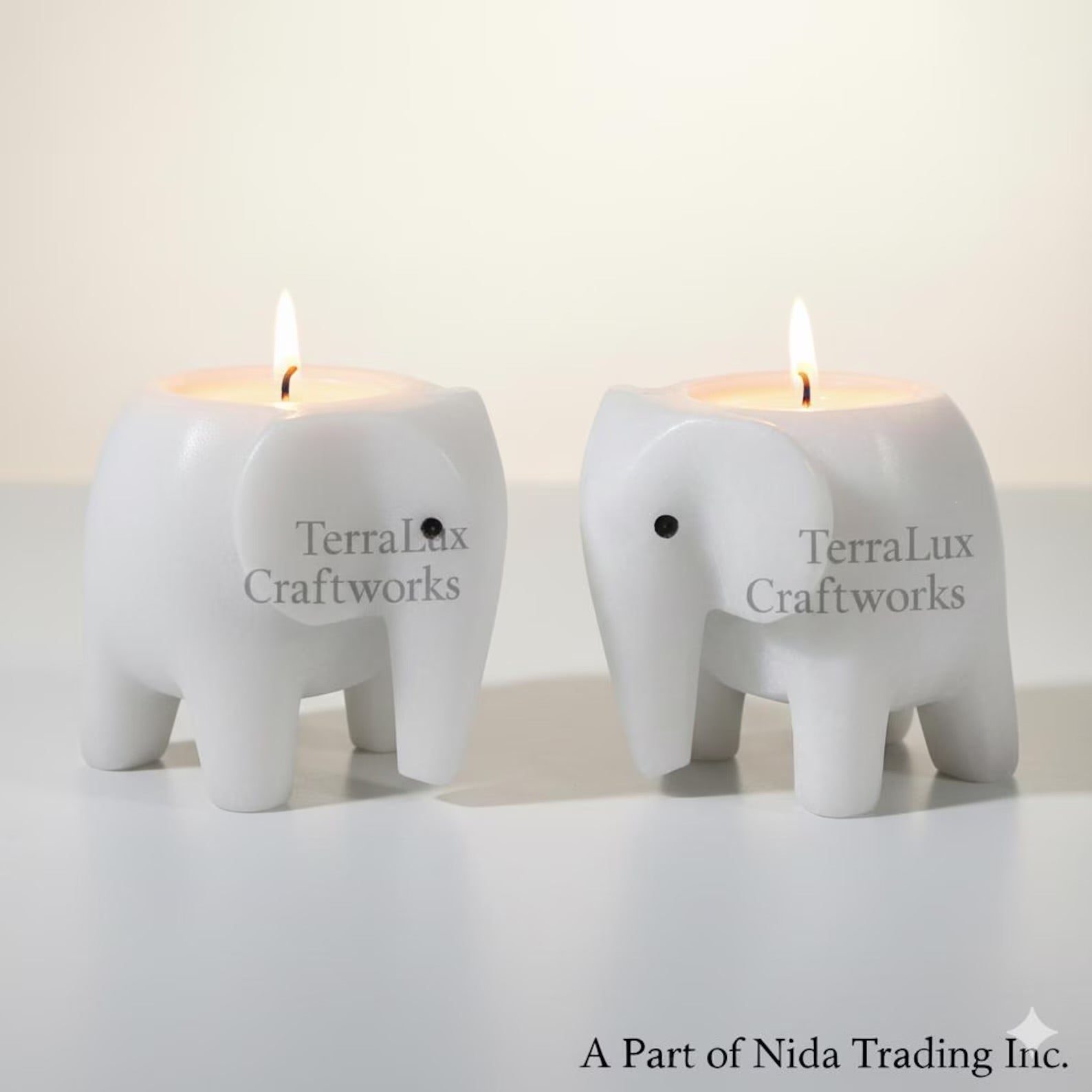 Elephant Candle Holder White Ziarat Home Decor, Desk & Shelf Accent, Gift for Elephant Lover