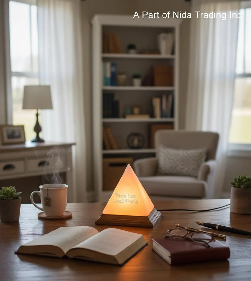 Himalayan Pink Salt Lamp Pyramid | Natural Crystal Rock Lamp | Handcrafted Wellness Decor