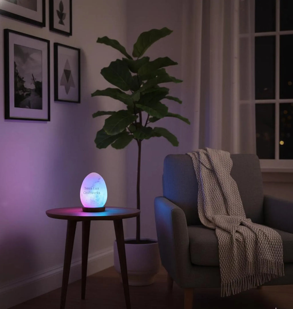 USB Himalayan Salt Egg Lamp | Healing Crystal Lamp | Desk Decor Gift | Handmade | Air Purifier