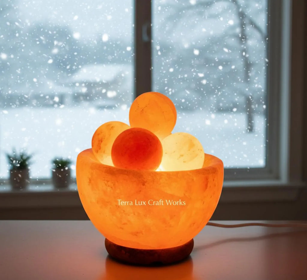 Fire Bowl Himalayan Pink Salt Lamp Fire Bowl with Balls 6 Inch, Handmade