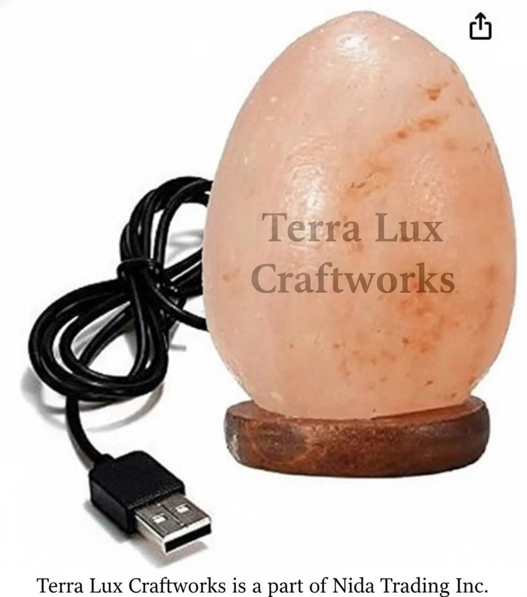 USB Himalayan Salt Egg Lamp | Healing Crystal Lamp | Desk Decor Gift | Handmade | Air Purifier