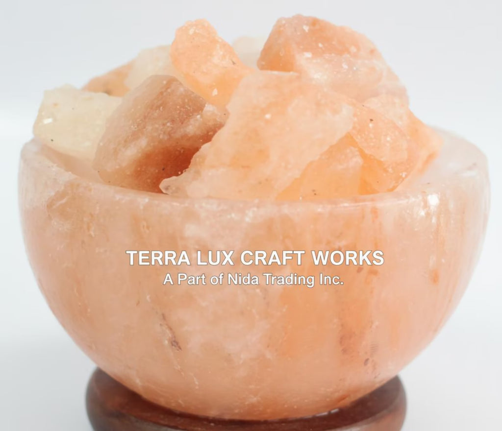 Fire Bowl with Chunks 6”, Himalayan Rock Lamp, 6” Decorative Salt Lamps
