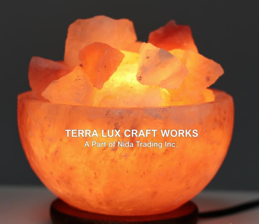 Fire Bowl with Chunks 6”, Himalayan Rock Lamp, 6” Decorative Salt Lamps