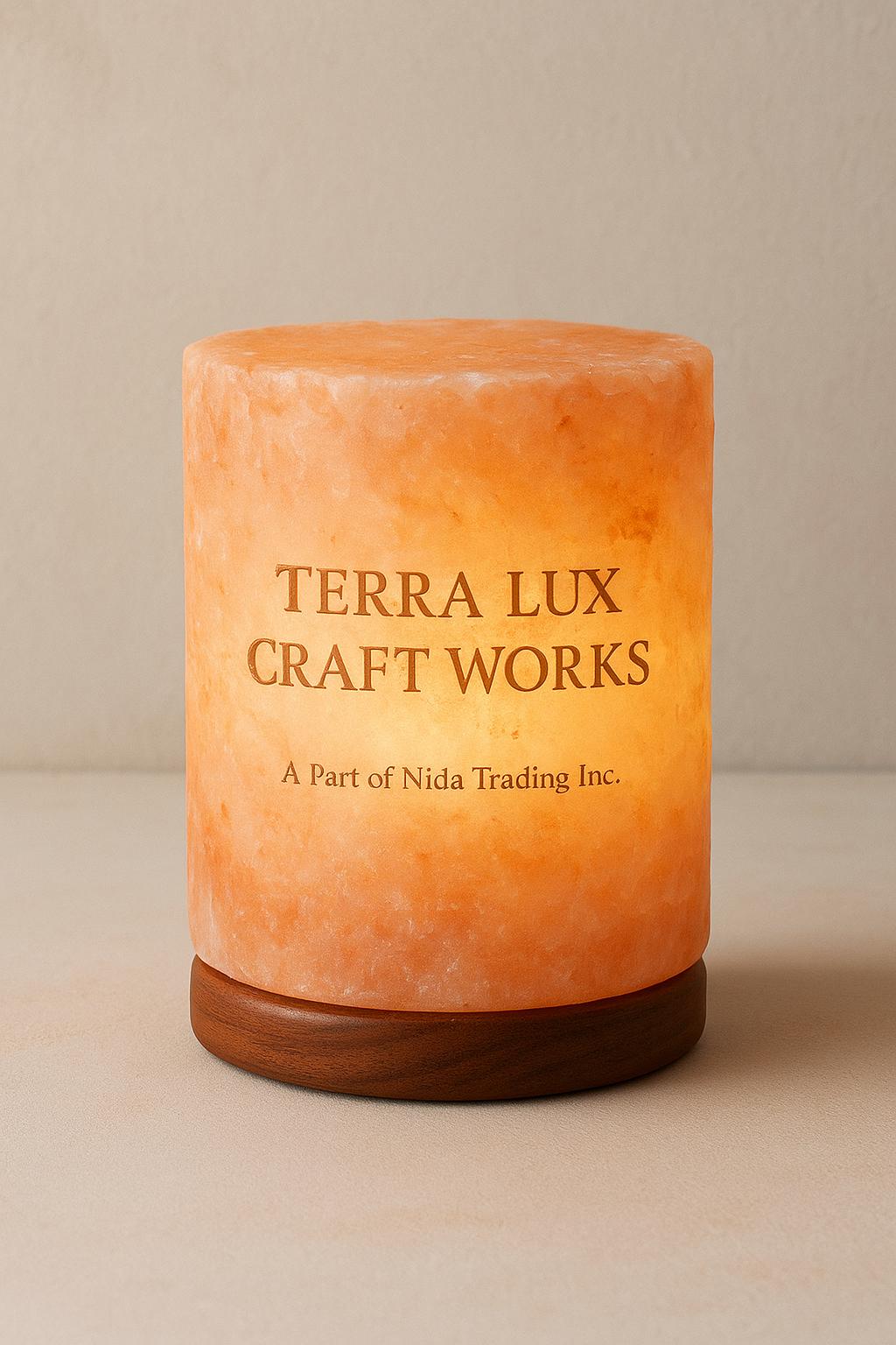 6 Inch Cylinder Himalayan Pink Salt Lamp, Natural Hand-Carved Crystal Home Decor