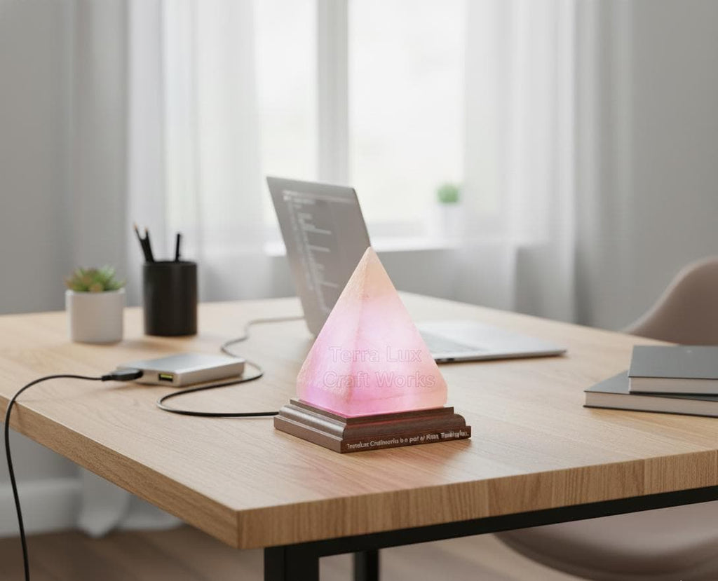 USB Pyramid LED Lamp, 3 Inch Night Light, Modern Desk Decor, Home Office Lighting