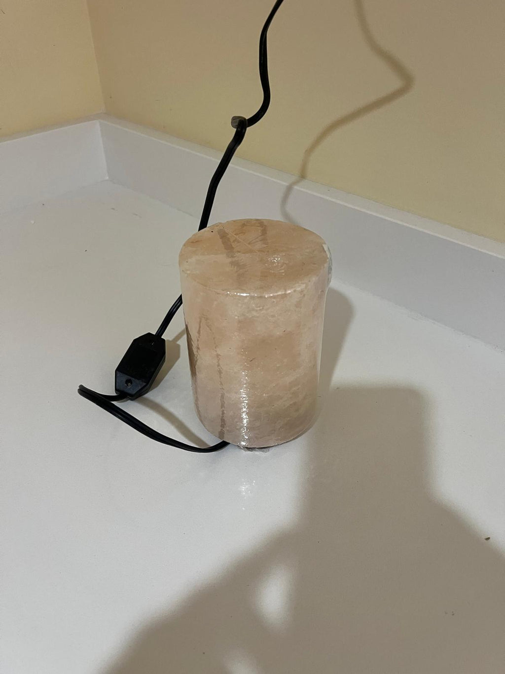 6 Inch Cylinder Himalayan Pink Salt Lamp, Natural Hand-Carved Crystal Home Decor