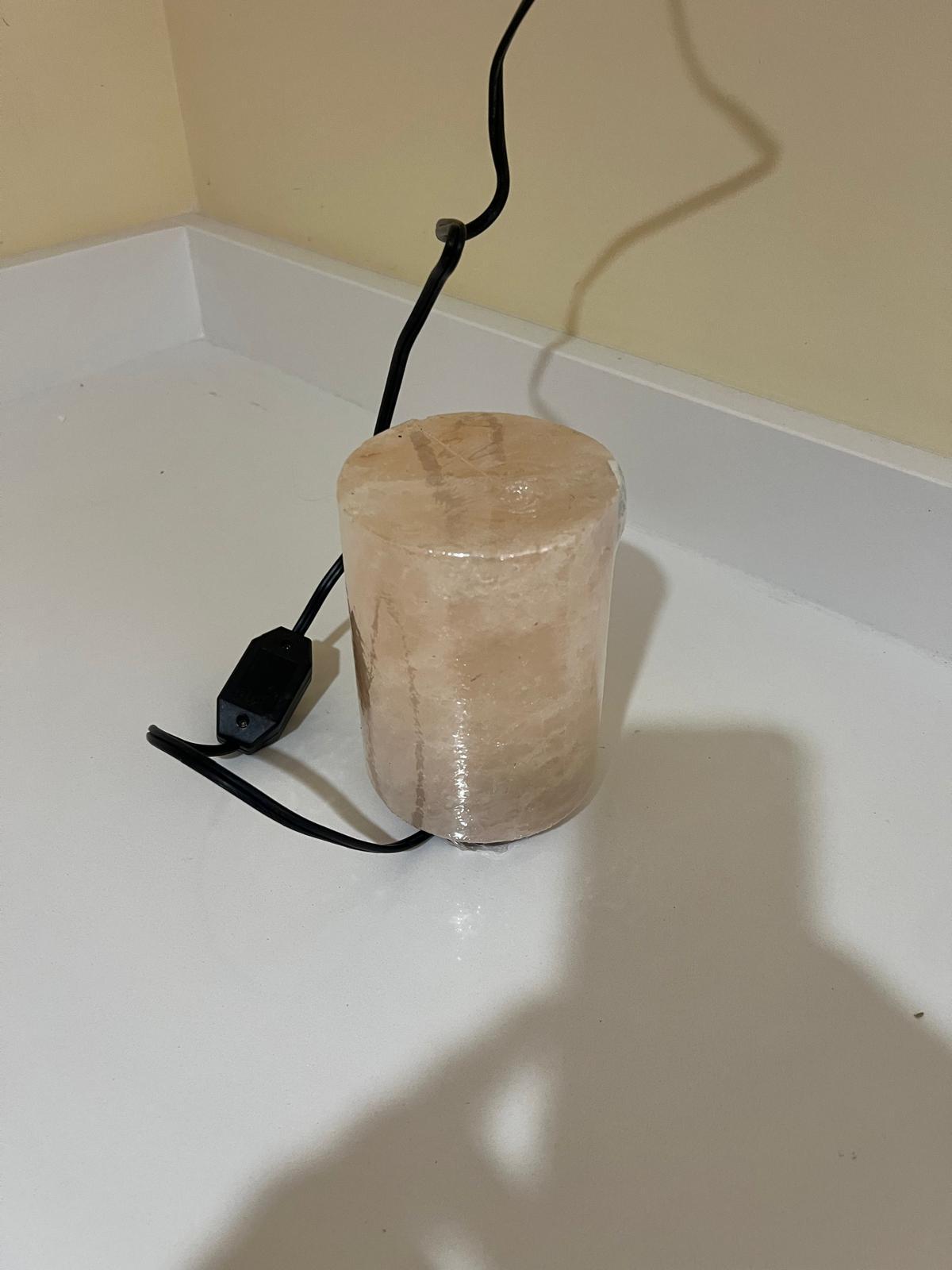 6 Inch Cylinder Himalayan Pink Salt Lamp, Natural Hand-Carved Crystal Home Decor