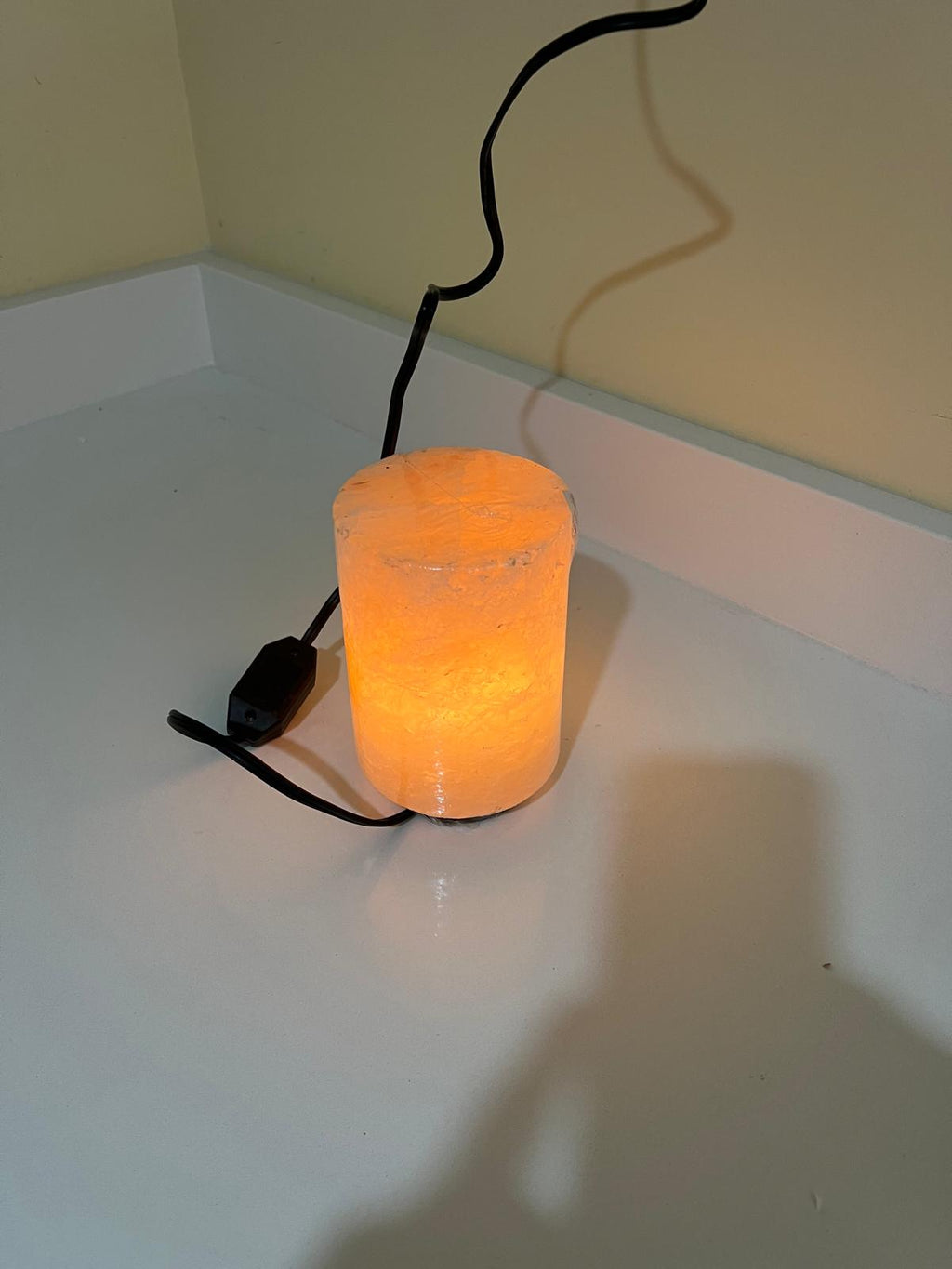 6 Inch Cylinder Himalayan Pink Salt Lamp, Natural Hand-Carved Crystal Home Decor