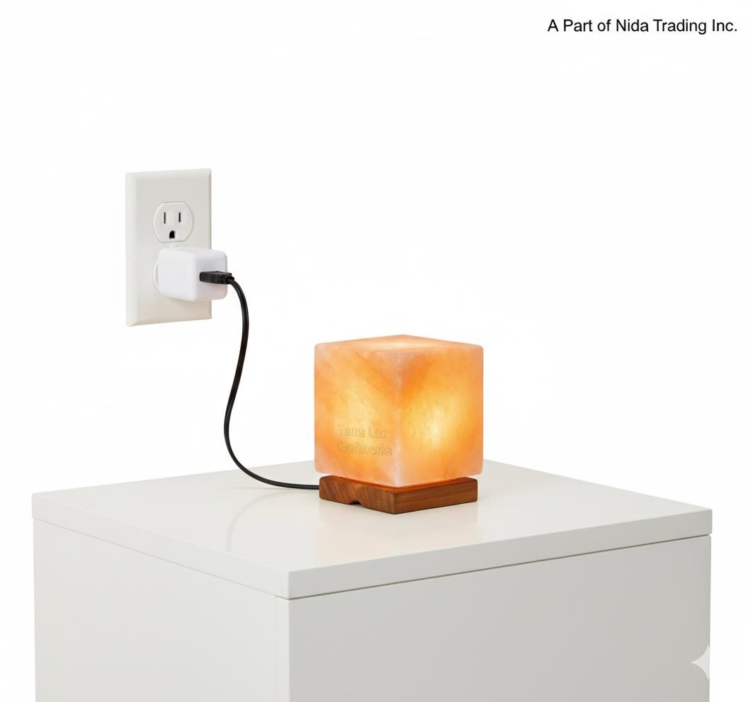 USB Himalayan Salt Cube Lamp, Color Changing Night Light, Pink Crystal Desk Light, Gift