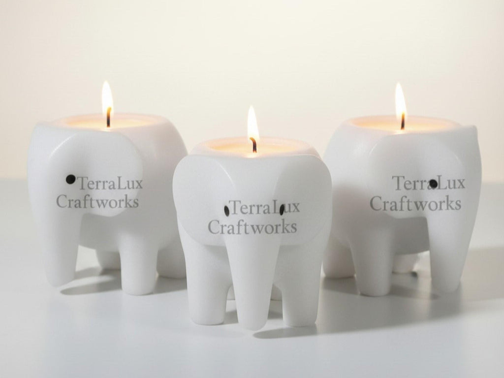 Marble Elephant Candle Holder Set White, Black, Onyx, Home Decor Desk Accent Gift