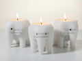 Marble Elephant Candle Holder Set White, Black, Onyx, Home Decor Desk Accent Gift