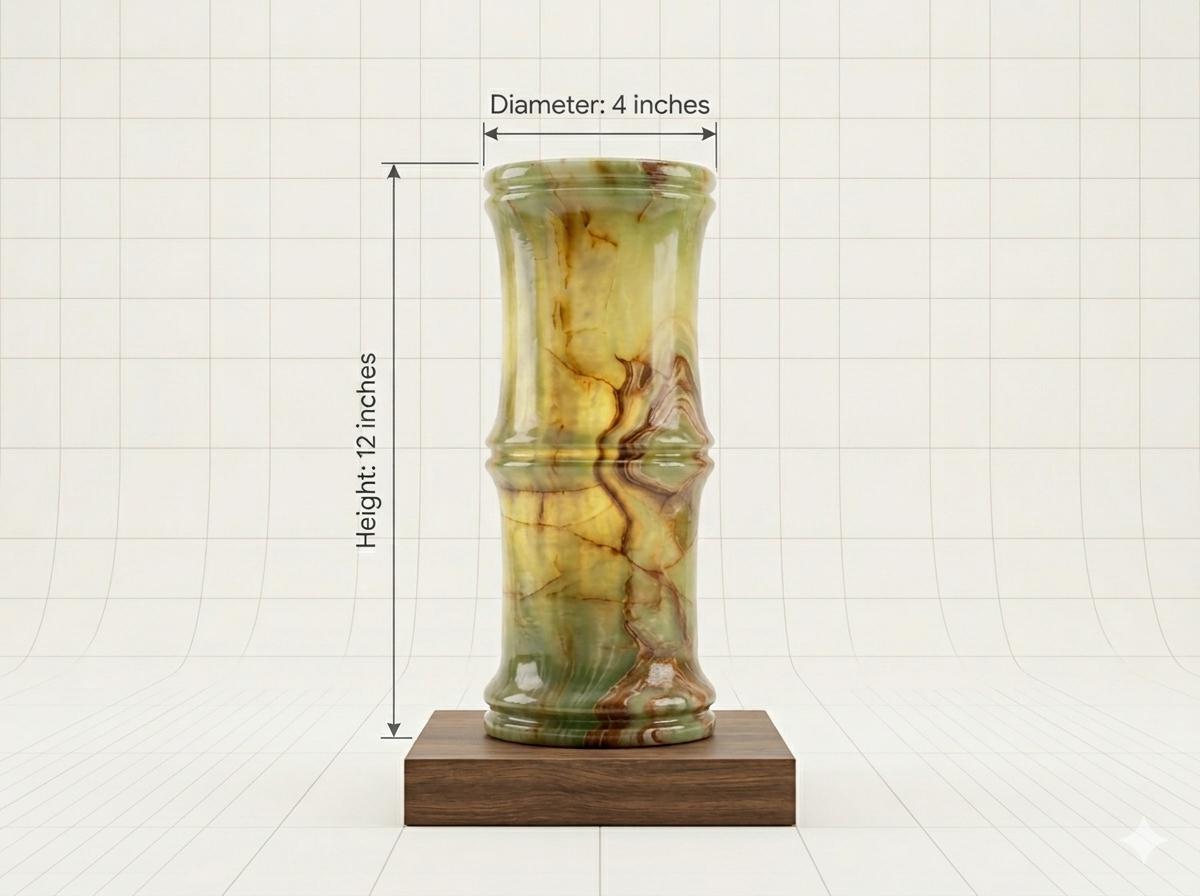 Handcrafted Bamboo Onyx Lamp 5x5x12, Natural Stone Lighting, Living Room Office Decor