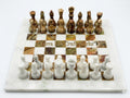 Handcrafted Marble Chess Set White & Green Onyx, 12 Inch Luxury Stone Game Board