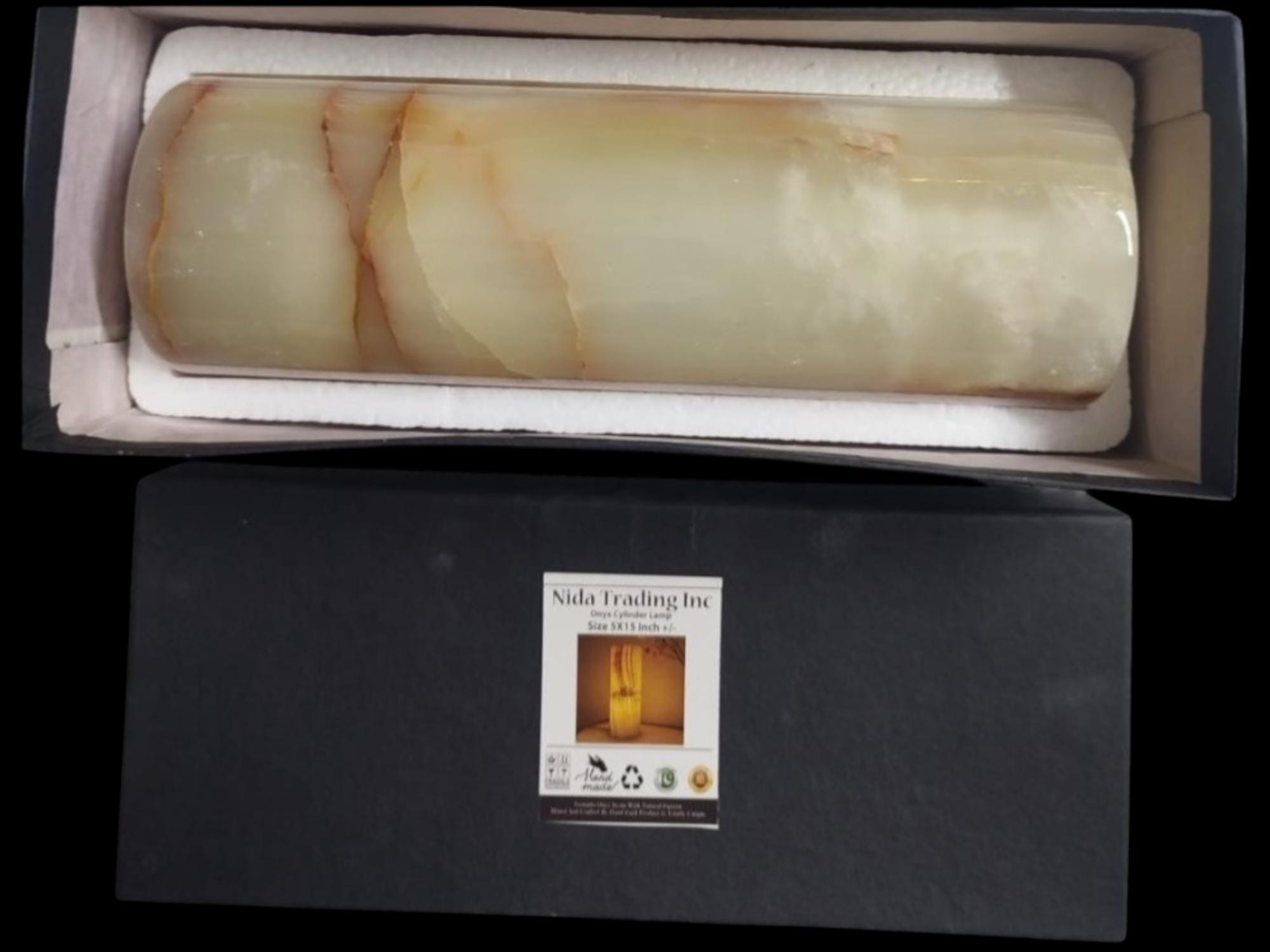 Handmade Natural Onyx Cylinder Lamp 5x5x15, Stone Table Light, Bedroom Decor Gift