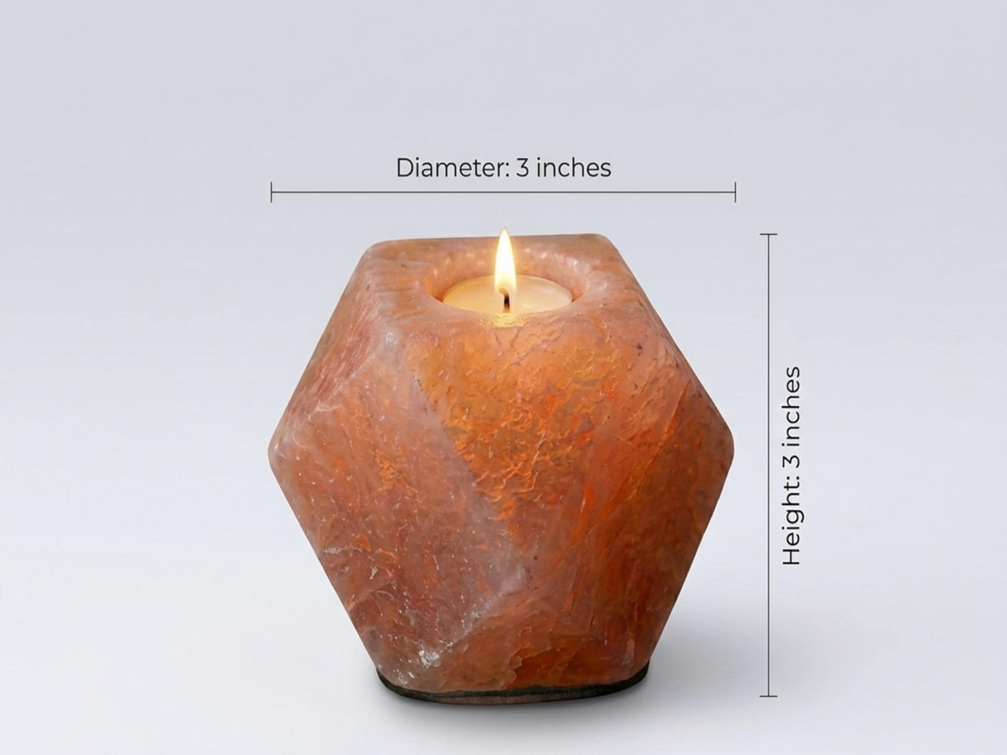 Himalayan Pink Salt Diamond Candle Holder, Natural Tealight Lamp, Ambient Glow Home Decor Gift