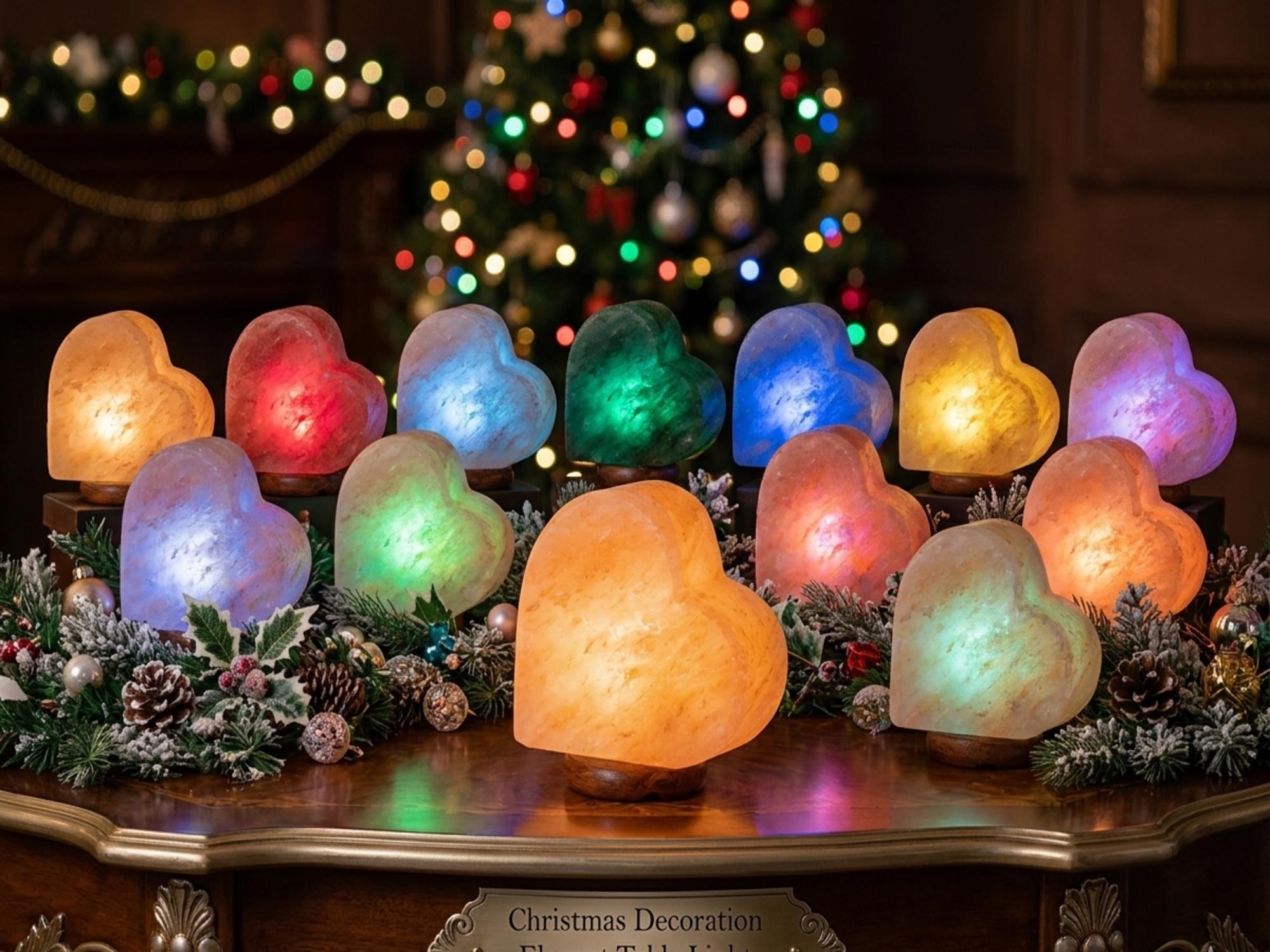 USB Heart Himalayan Pink Salt USB Lamp, Color Changing Night Light, Home Decor Gift