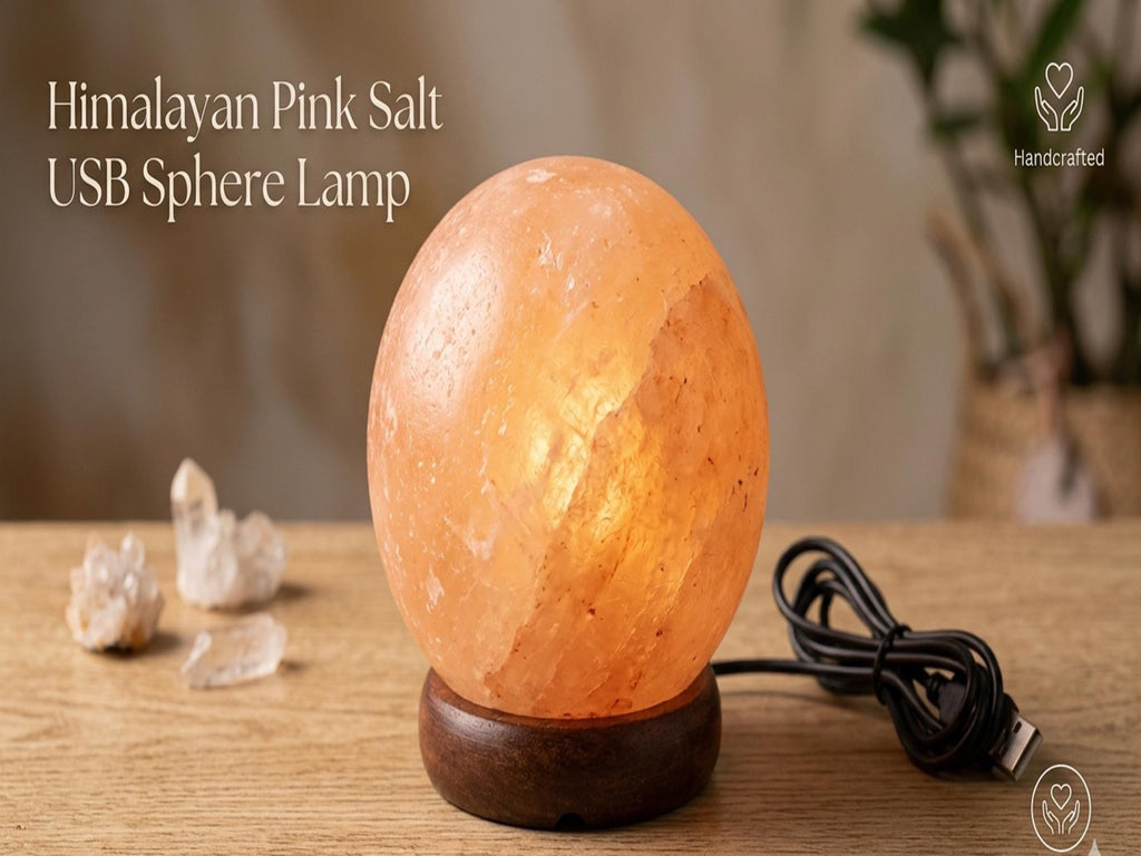Usb Himalayan Pink Salt Lamp Sphere – Color Changing Night Light, Crystal Decor Gift