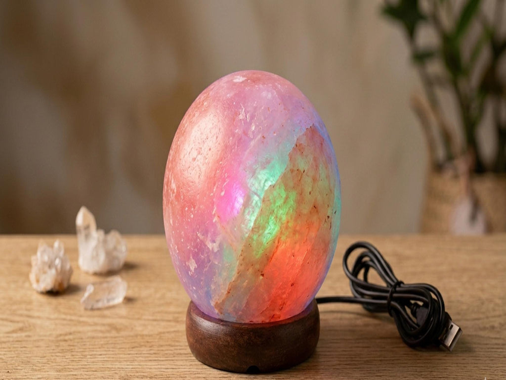 Usb Himalayan Pink Salt Lamp Sphere – Color Changing Night Light, Crystal Decor Gift